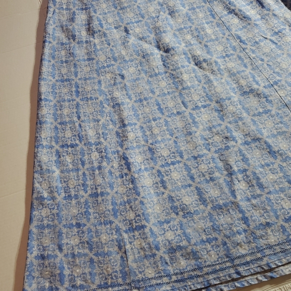 L.L. Bean 18 Petite Light Blue Printed A-Line Maxi Skirt - Picture 2 of 15